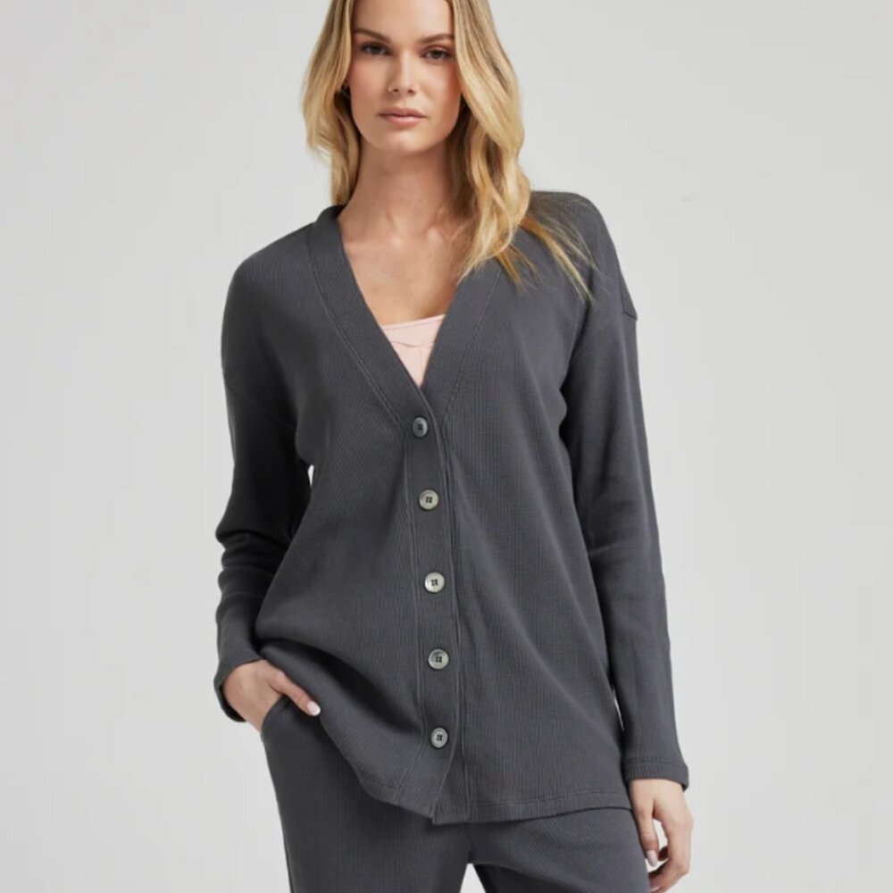 Losano Eco-Comb Relaxed Cardigan - Charcoal